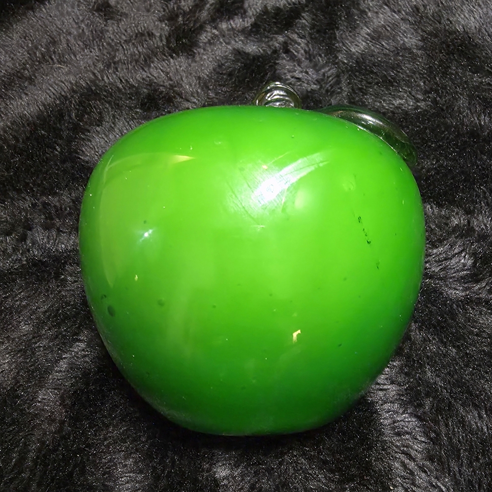 Vintage Glass Green Apple Murano Style Life Size Glass Fruit